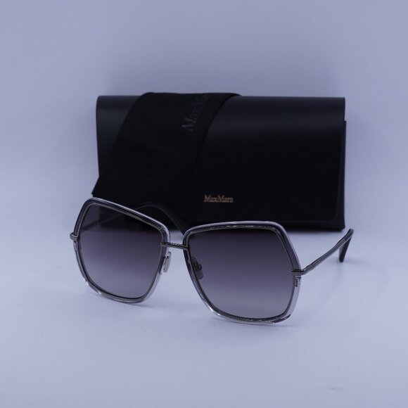 MaxMara ELSA3 MM0054 12B Geometric Sunglasses - Ruthenium/Smoke - Picture 1 of 9